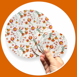 Ronde onderzetters Lilly folkore wit - 5 delige set