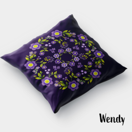 Retro bloemen kussen Wendy paars