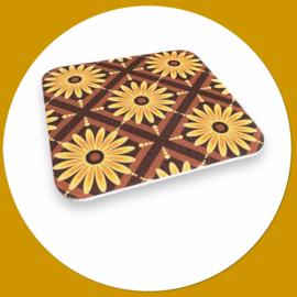 Bruine gele onderzetters - retro stijl 4 stuks