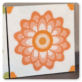 Tegel  Flower Power - Oranje circulaire tegel voor aan de wand