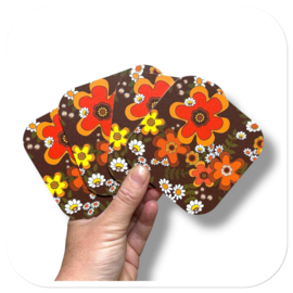 seventies onderzetters - retro forex bloemen vierkant