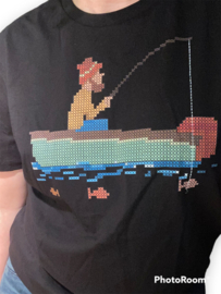 T shirt Fisherman crosstitch