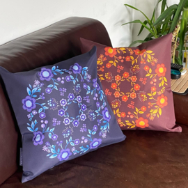 Retro bloemen kussen Wendy paars