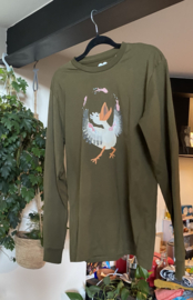 Longsleeve Khaki | vogel aan het jongleren