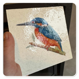Tegel Ijsvogel - circulair tegeltje voor aan de wand