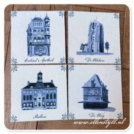 Tegel  Leeuwarden - De Waag in blauw