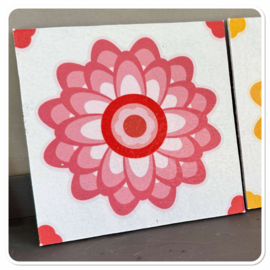 Tegel  Flower Power - Rood circulaire tegel voor aan de wand