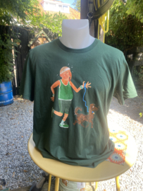 T-shirt Man zweet hond bottle green