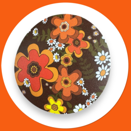 Bruine onderzetters - bloemen retro stijl