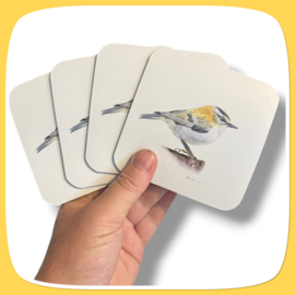 Vuurgoudhaan set onderzetters - aquarel onderzetter