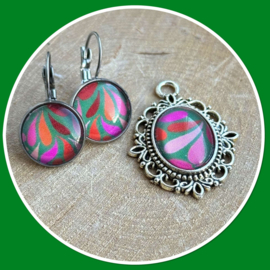 Oorbellen Druppels roze groen