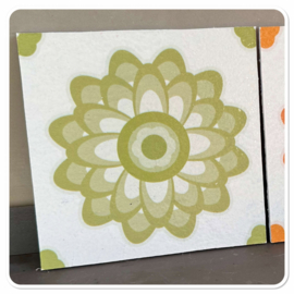 Tegel  Flower Power - Groen circulaire tegel voor aan de wand