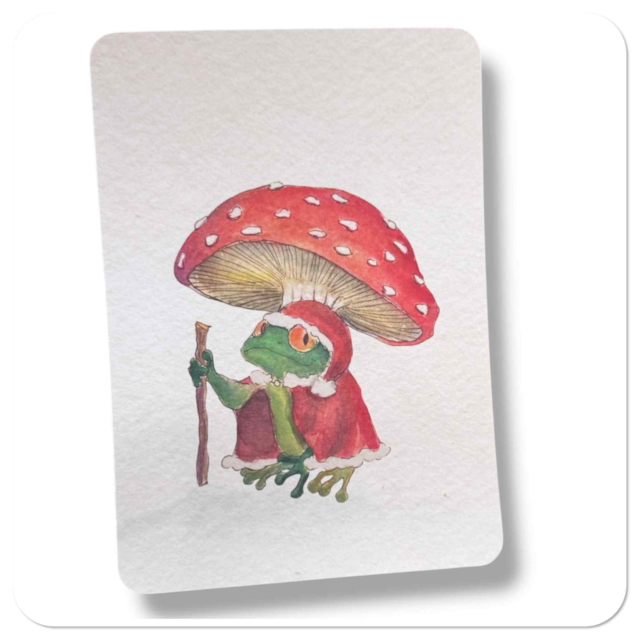 Kikker bij paddenstoel kaart