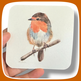 Roodborst onderzetter - voor op tafel