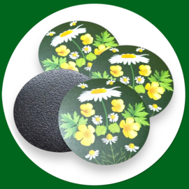 Retro onderzetters Tanja groen 4 stuks