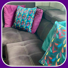 Velours kussenhoes druppels groen aqua