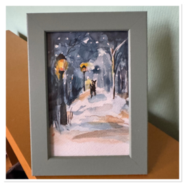 ORIGINAL - Aquarel winter wonder land  -handgemaakt