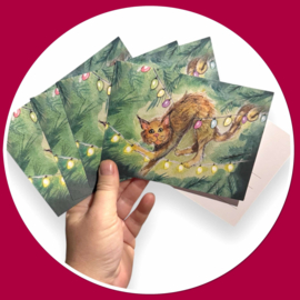 Grappige Kerstkaart: Kat in de Boom kerst kaart