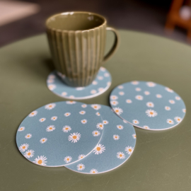 Margrieten onderzetters blauw 4 stuks