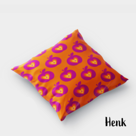 Retro appel kussen Henk roze