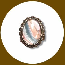 ring Marble  zalm ijsblauw- chique kunstzinnig en vrouwelijk