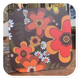 seventies onderzetters - retro forex grote bloemen vierkant