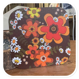 seventies onderzetters - retro forex bloemen vierkant