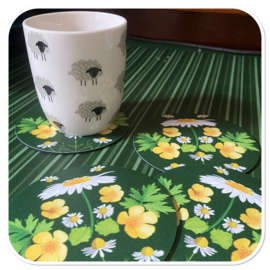 Retro onderzetters Tanja groen 4 stuks