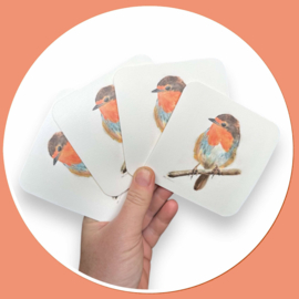 Roodborstje onderzetters - Roodborst aquarel