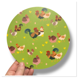 Wandcirkel kippen 20 cm groen