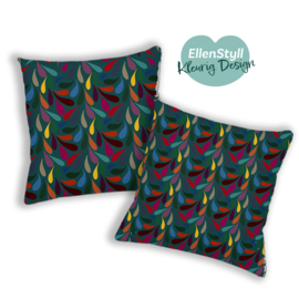 Velours kussenhoes druppels groen aqua
