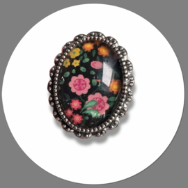 ring zwart met bloemen -folklore en boho chique