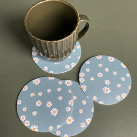 Margrieten onderzetters blauw 4 stuks