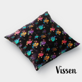 Kussen lantaarnvis zwart print Bent
