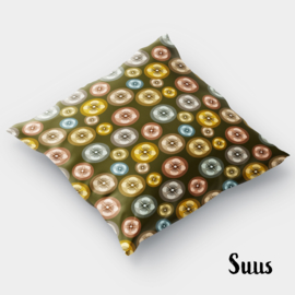 Retro bloemen kussen Suus olijf