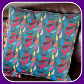 Velours kussenhoes druppels groen aqua