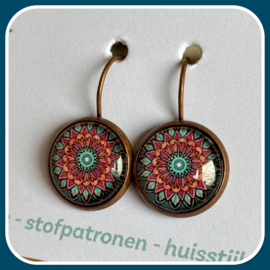 Oorbellen petrol mandala