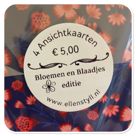 Bloemen en blaadjes ansichtkaarten set
