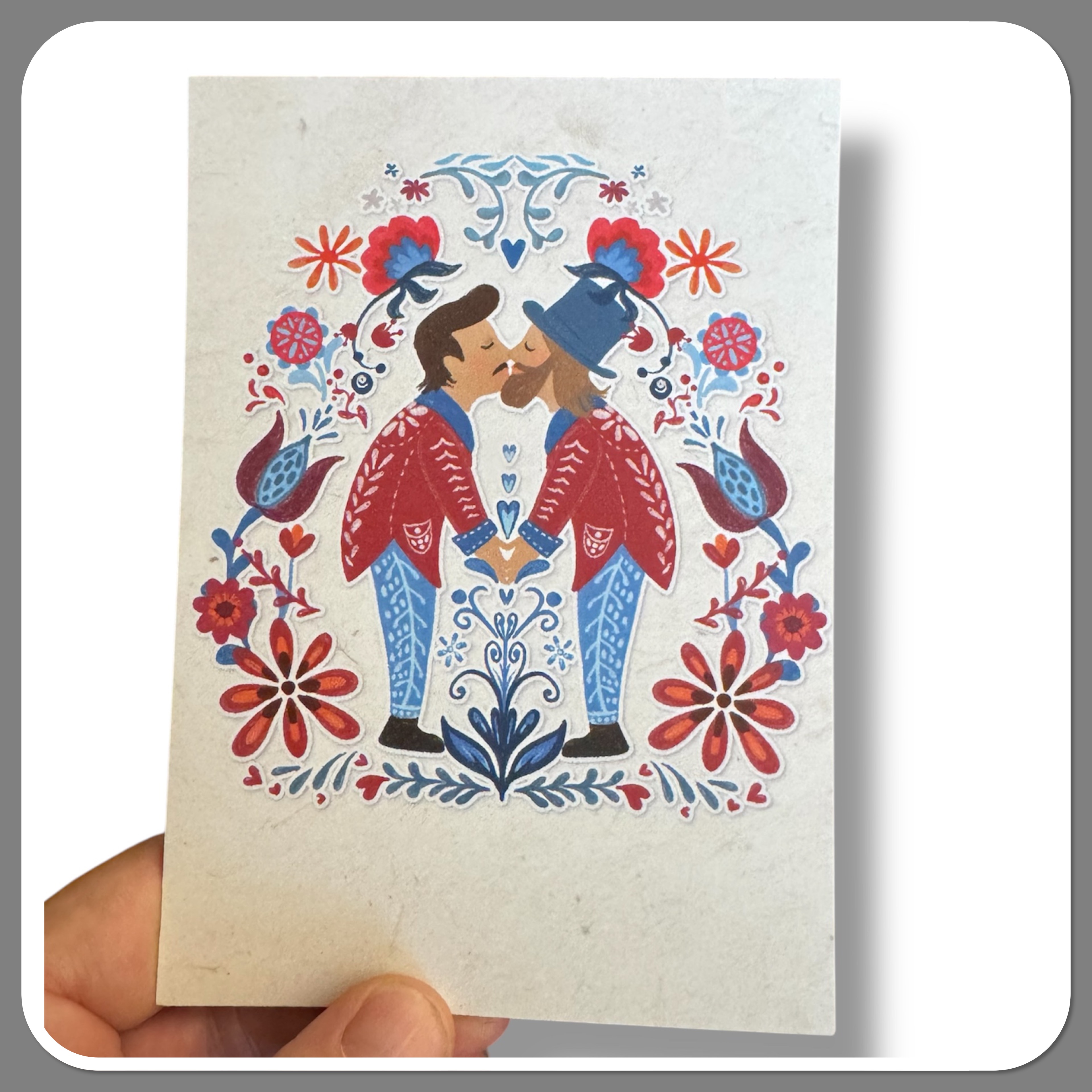 Felicitatie kaart - huwelijk zoenende mannen