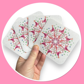 Vogeltje mandala onderzetters