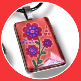 Rechthoekig ketting Janice rood