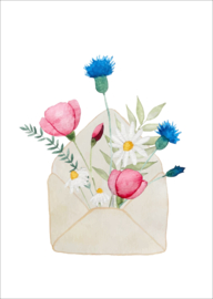 Envelop met bloemen - kaart