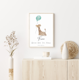 Geboorteposter Giraffe