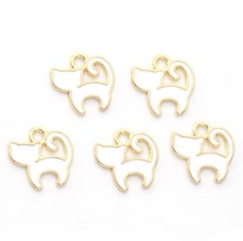 Bedel kat – wit emaille, 13×13 mm – per 5 stuks