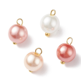 Glasparel bedels roze/oranje mix – 11x9mm – per 5 stuks