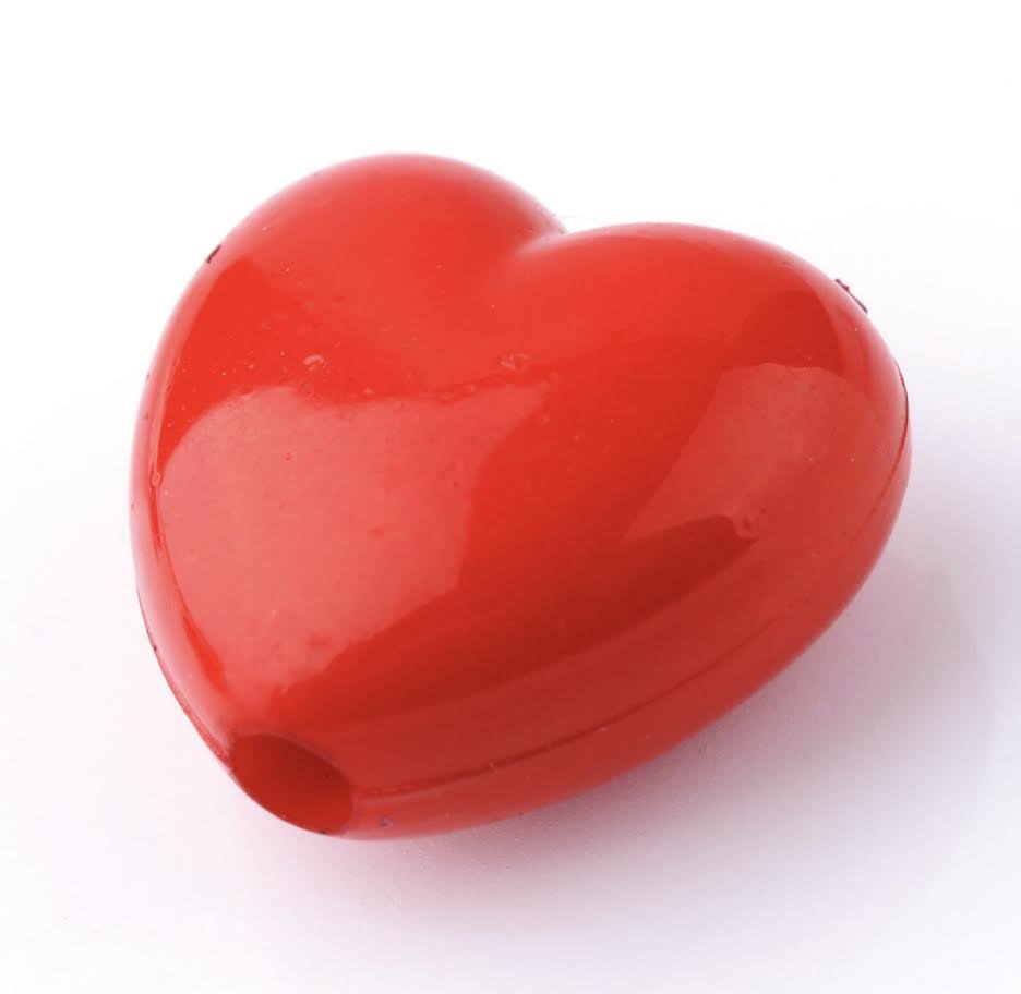 Hartjeskralen Rood – 50 stuks | Kunststof kralen 12x14x5 mm