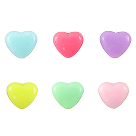 Kunststof kralen mix pastel hartje – 9×8 mm – rijggat 1,5 mm – per 100 stuks - OP=OP