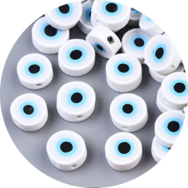 Polymeer kralen boze oog – ca. 11×11×5 mm – 5 stuks