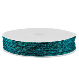 Macramé draad gevlochten teal – 1 mm – op rol per 10 meter