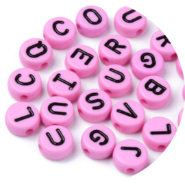 Letterkralen rond – roze 10×4,5 mm (100 stuks)